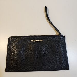 Michael Kors Black Leather Wristlet Wallet